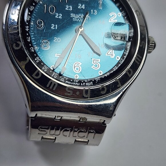 Swatch Watch Happy Joe Irony Stainless Steel 37mmโ Swiss Quartz Unisex Date Rare - Picture 15 of 16